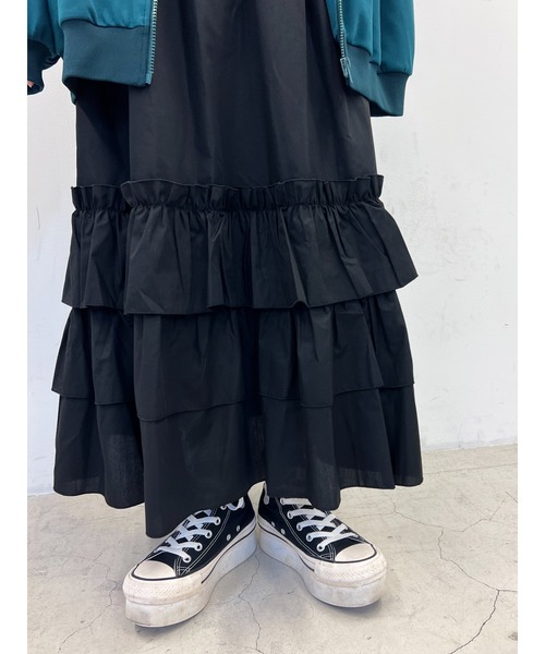 WC(ダブル シー)の「フリルベルトロングスカート(スカート・レディース・ブラック/ホワイト・FREE)」の15枚目の写真