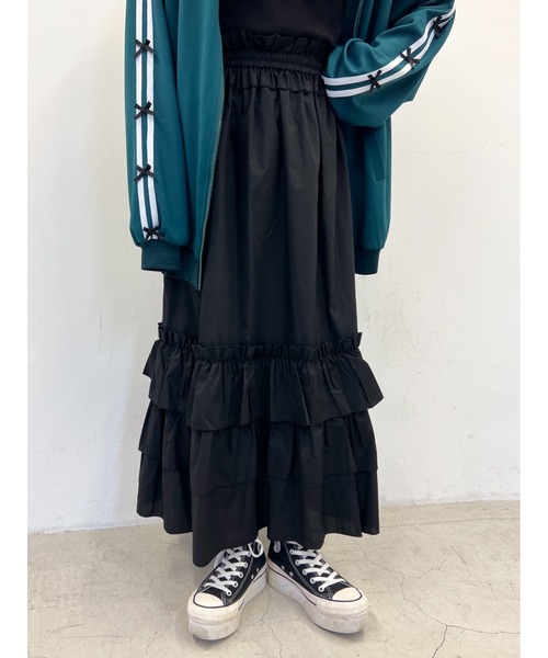 WC(ダブル シー)の「フリルベルトロングスカート(スカート・レディース・ブラック/ホワイト・FREE)」の16枚目の写真