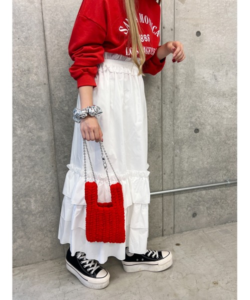 WC(ダブル シー)の「フリルベルトロングスカート(スカート・レディース・ブラック/ホワイト・FREE)」の9枚目の写真