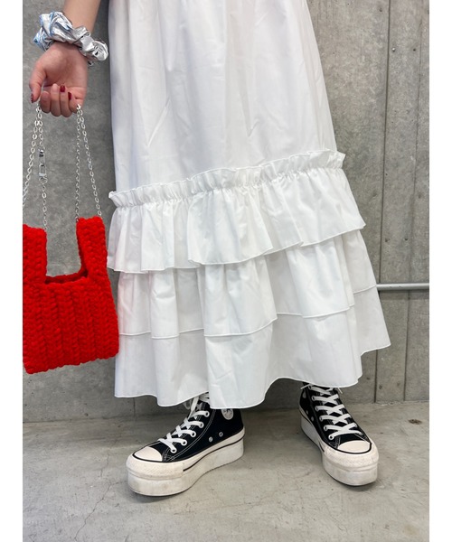 WC(ダブル シー)の「フリルベルトロングスカート(スカート・レディース・ブラック/ホワイト・FREE)」の11枚目の写真