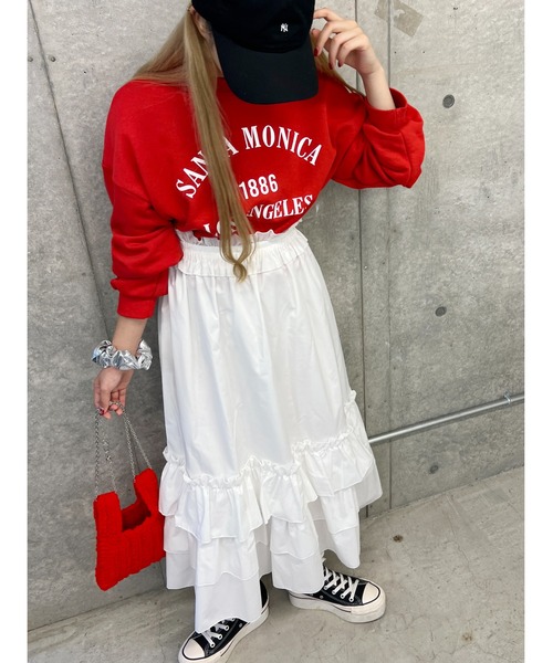 WC(ダブル シー)の「フリルベルトロングスカート(スカート・レディース・ブラック/ホワイト・FREE)」の12枚目の写真