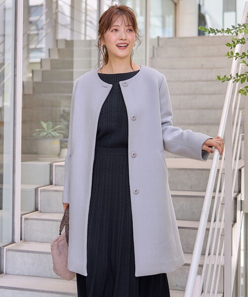 ANY SIS（エニィスィス）の「ファインウールモッサ ノーカラーコート