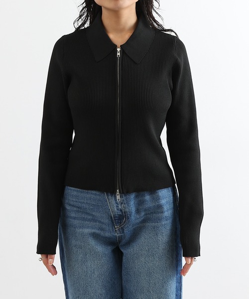 COLONY 2139（コロニートゥーワンスリーナイン）の「エステルヤーン衿付きダブルジップリブトップス（ニット/セーター・レディース・グレイッシュベージュ/グレー/レッド/ブラック/ライム/オフホワイト/ライトグレー・FREE）」の20枚目の写真