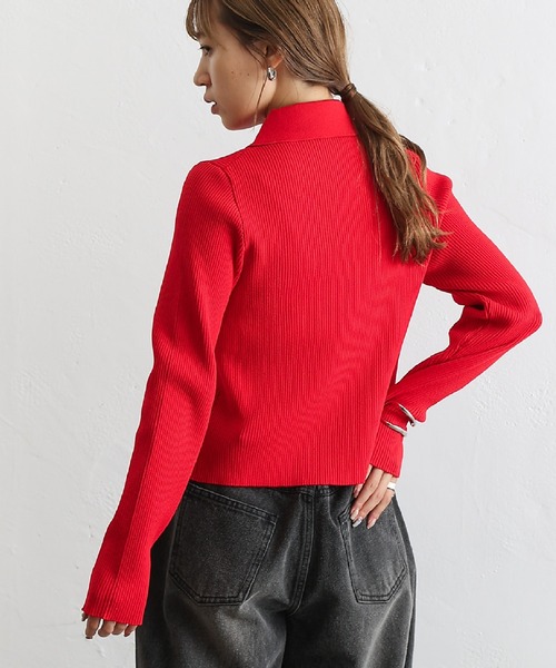 COLONY 2139（コロニートゥーワンスリーナイン）の「エステルヤーン衿付きダブルジップリブトップス（ニット/セーター・レディース・グレイッシュベージュ/グレー/レッド/ブラック/ライム/オフホワイト/ライトグレー・FREE）」の11枚目の写真