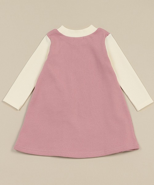 Love&Peace&Money(ラブアンドピースアンドマネー)の「ボアポシェット裏毛ワンピース(ワンピース・キッズ・ピンク/ネイビー・80cm/90cm/100cm/110cm/120cm/130cm)」の5枚目の写真