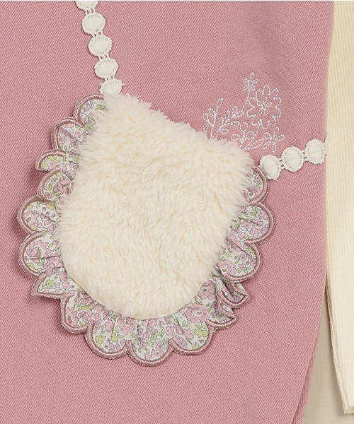 Love&Peace&Money(ラブアンドピースアンドマネー)の「ボアポシェット裏毛ワンピース(ワンピース・キッズ・ピンク/ネイビー・80cm/90cm/100cm/110cm/120cm/130cm)」の6枚目の写真