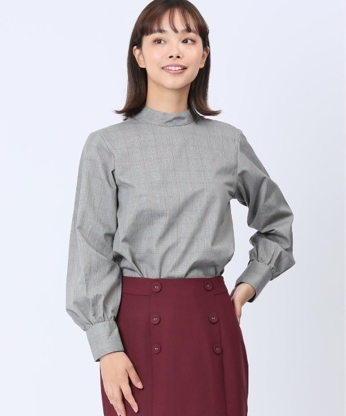 m.f.editorial（エムエフエディトリアル）の「【WEB限定販売】m.f.エディトリアル レディース 起毛 スタンドカラープルオーバー長袖ブラウス（シャツ/ブラウス・レディース・グレー/グリーン・S/LARGE/MEDIUM）」の2枚目の写真