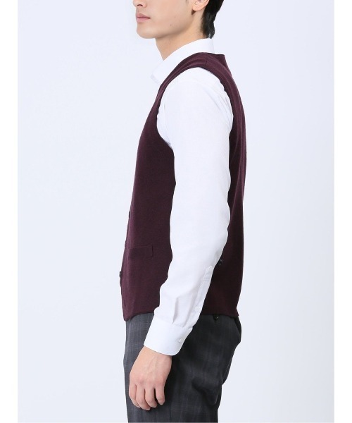 Alexander Julian（アレキサンダージュリアン）の「アレキサンダージュリアン ウォッシャブル ウール混ソリッド ニットジレ（ベスト・メンズ・ブラック/グレー系その他2/ワインレッド・LARGE/MEDIUM/X-LARGE）」の7枚目の写真