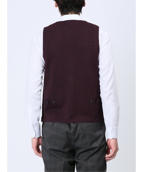 Alexander Julian（アレキサンダージュリアン）の「アレキサンダージュリアン ウォッシャブル ウール混ソリッド ニットジレ（ベスト・メンズ・ブラック/グレー系その他2/ワインレッド・LARGE/MEDIUM/X-LARGE）」の8枚目の写真