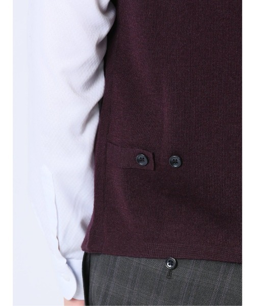 Alexander Julian（アレキサンダージュリアン）の「アレキサンダージュリアン ウォッシャブル ウール混ソリッド ニットジレ（ベスト・メンズ・ブラック/グレー系その他2/ワインレッド・LARGE/MEDIUM/X-LARGE）」の10枚目の写真