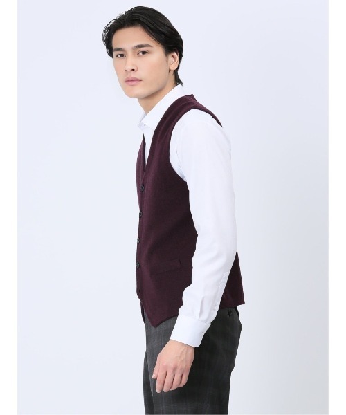 Alexander Julian（アレキサンダージュリアン）の「アレキサンダージュリアン ウォッシャブル ウール混ソリッド ニットジレ（ベスト・メンズ・ブラック/グレー系その他2/ワインレッド・LARGE/MEDIUM/X-LARGE）」の13枚目の写真