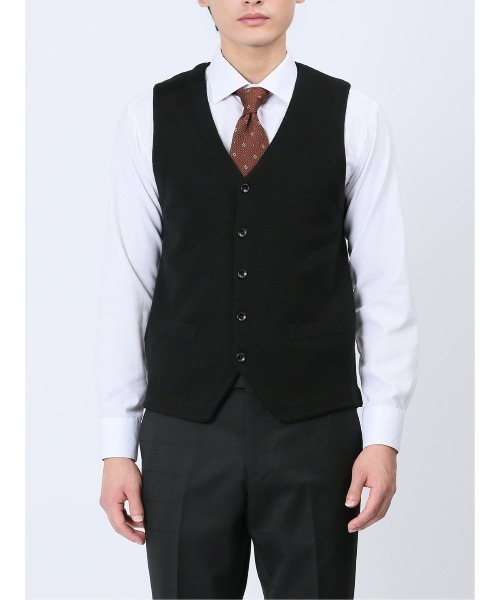 Alexander Julian（アレキサンダージュリアン）の「アレキサンダージュリアン ウォッシャブル ウール混ソリッド ニットジレ（ベスト・メンズ・ブラック/グレー系その他2/ワインレッド・LARGE/MEDIUM/X-LARGE）」の15枚目の写真