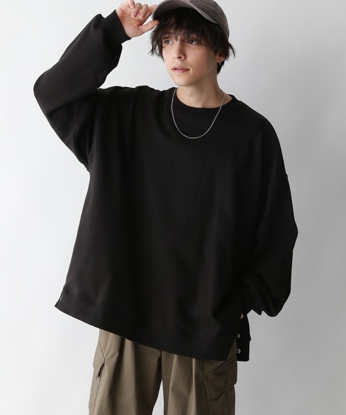 RAGEBLUE（レイジブルー）の「【WEB限定】オーバーサイズ/ヘビーウェイト/サイドスリットスウェットクルー（スウェット・メンズ・ホワイト/ブラック/ダークグリーン/ダークグレー/レッド・FREE）」の3枚目の写真