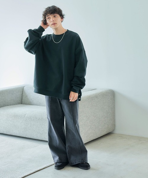 RAGEBLUE（レイジブルー）の「【WEB限定】オーバーサイズ/ヘビーウェイト/サイドスリットスウェットクルー（スウェット・メンズ・ホワイト/ブラック/ダークグリーン/ダークグレー/レッド・FREE）」の10枚目の写真