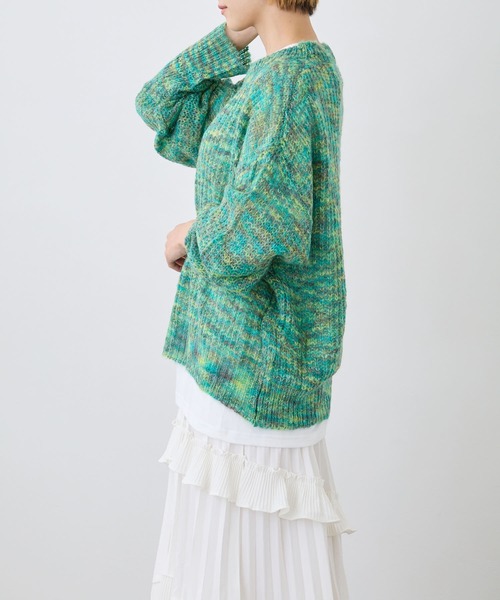Loco Ocean(ロコオーシャン)の「ミックス編み透かしニットプルオーバー(ニット/セーター・レディース・パープル/グリーン・FREE)」の5枚目の写真