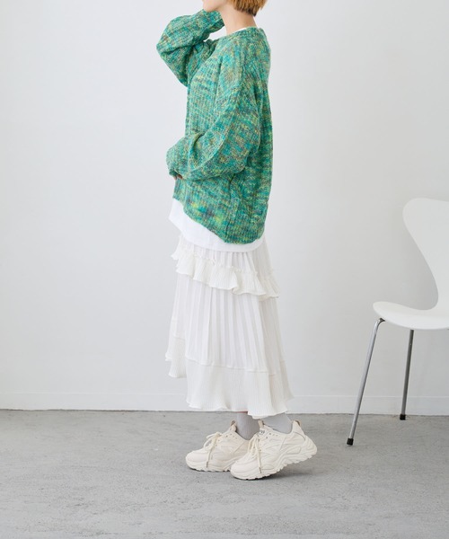 Loco Ocean(ロコオーシャン)の「ミックス編み透かしニットプルオーバー(ニット/セーター・レディース・パープル/グリーン・FREE)」の13枚目の写真