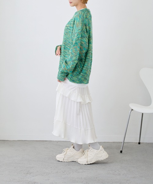 Loco Ocean(ロコオーシャン)の「ミックス編み透かしニットプルオーバー(ニット/セーター・レディース・パープル/グリーン・FREE)」の15枚目の写真