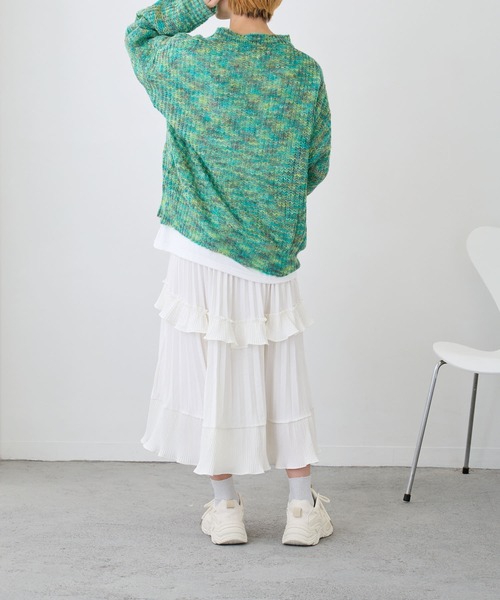 Loco Ocean(ロコオーシャン)の「ミックス編み透かしニットプルオーバー(ニット/セーター・レディース・パープル/グリーン・FREE)」の16枚目の写真
