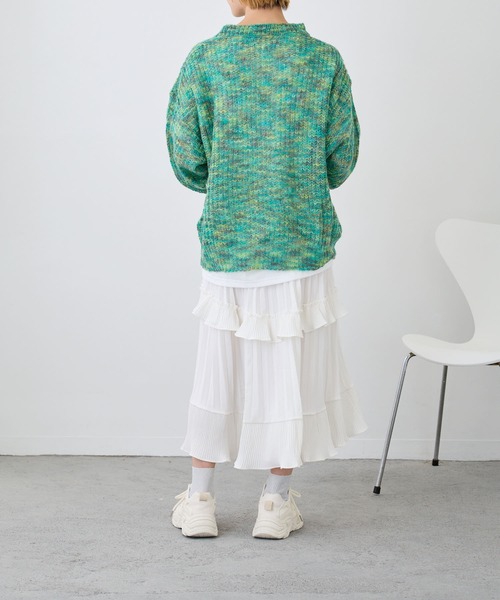 Loco Ocean(ロコオーシャン)の「ミックス編み透かしニットプルオーバー(ニット/セーター・レディース・パープル/グリーン・FREE)」の18枚目の写真