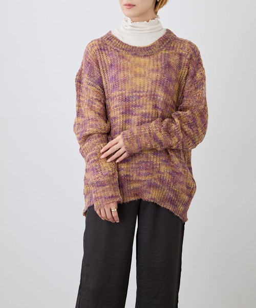 Loco Ocean(ロコオーシャン)の「ミックス編み透かしニットプルオーバー(ニット/セーター・レディース・パープル/グリーン・FREE)」の19枚目の写真
