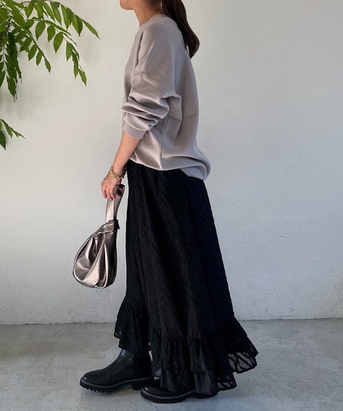 un dix cors（アンディコール）の「ドルマンVネックやわもちニット（ニット/セーター・レディース・グリーン/グレイッシュベージュ/ブラック/キャメル・FREE）」の12枚目の写真