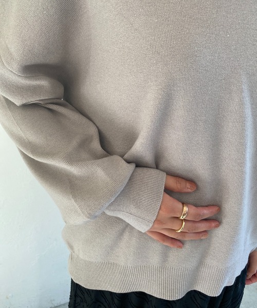 un dix cors（アンディコール）の「ドルマンVネックやわもちニット（ニット/セーター・レディース・グリーン/グレイッシュベージュ/ブラック/キャメル・FREE）」の20枚目の写真