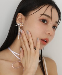 one after another NICE CLAUP | 【ribbon collection】ラインストーンリボンピアス(ピアス(両耳用))
