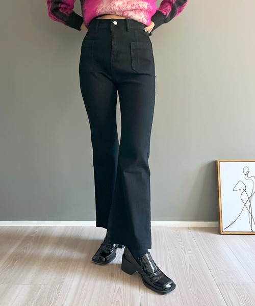 Jewelobe(ジュエローブ)の「パッチポケットブーツカットデニム(デニムパンツ・レディース・ブルー/ブラック/ブラウン・M/S)」の1枚目の写真