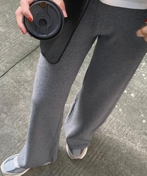 ワイドニットパンツ 韓国風 ロングパンツ