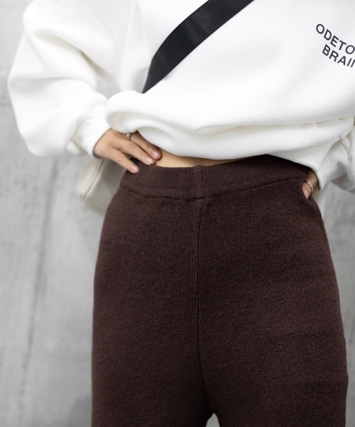 Miniministore(ミニミニストア)の「ワイドニットパンツ 韓国風 ロングパンツ(スラックス・レディース・グレー/チャコールグレー/ダークベージュ/ブラック/ライトベージュ/ブラウン・フリー)」の18枚目の写真