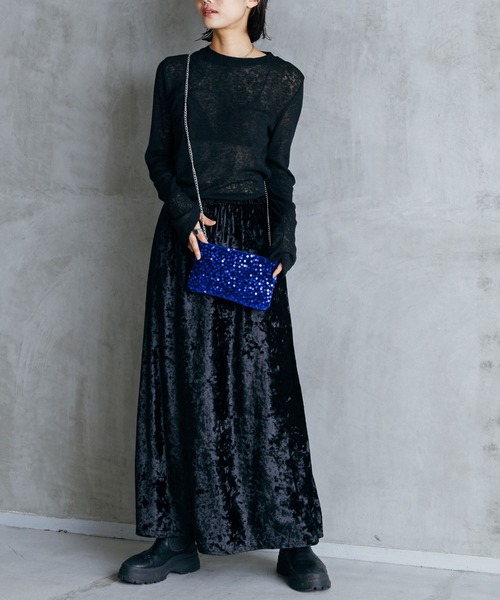 LIENCOEUR（リアンクール）の「ベロアフレアロングスカート（スカート・レディース・ブラック/ベージュ・FREE）」の18枚目の写真