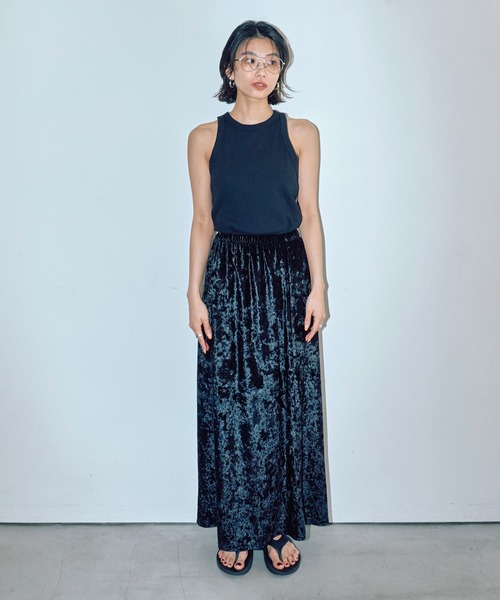 LIENCOEUR（リアンクール）の「ベロアフレアロングスカート（スカート・レディース・ブラック/ベージュ・FREE）」の13枚目の写真