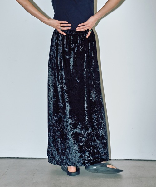 LIENCOEUR（リアンクール）の「ベロアフレアロングスカート（スカート・レディース・ブラック/ベージュ・FREE）」の10枚目の写真