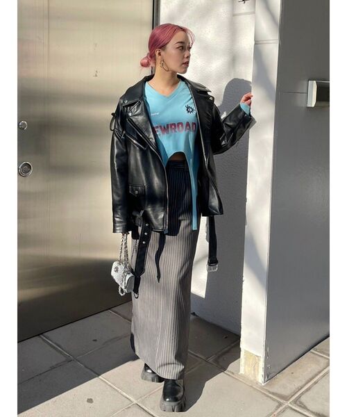 EVRIS（エヴリス）の「ユニフォームグラフィックガーターTシャツ（Tシャツ/カットソー・レディース・ホワイト/ブラック/ブルー/イエロー・FREE）」の22枚目の写真