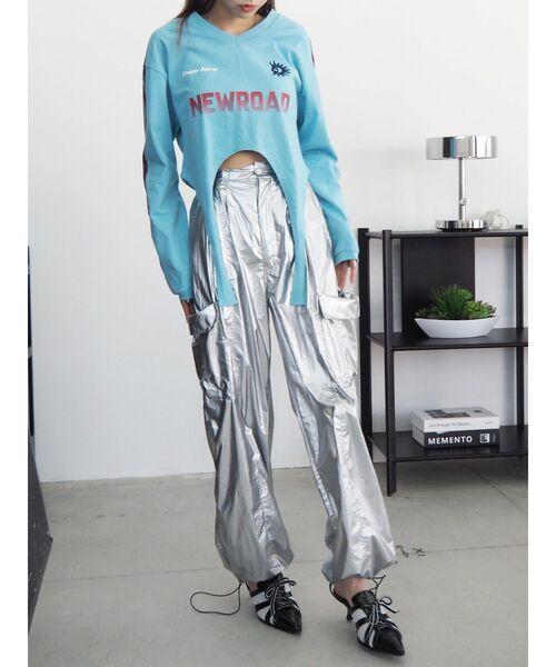 EVRIS（エヴリス）の「ユニフォームグラフィックガーターTシャツ（Tシャツ/カットソー・レディース・ホワイト/ブラック/ブルー/イエロー・FREE）」の18枚目の写真