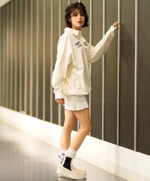 ROXY(ロキシー)の「ROXY/ロキシー 長袖ポロシャツ オーバーサイズ RPO241033M(ポロシャツ・レディース・オフホワイト/ブラック/グリーン・L/M)」の17枚目の写真