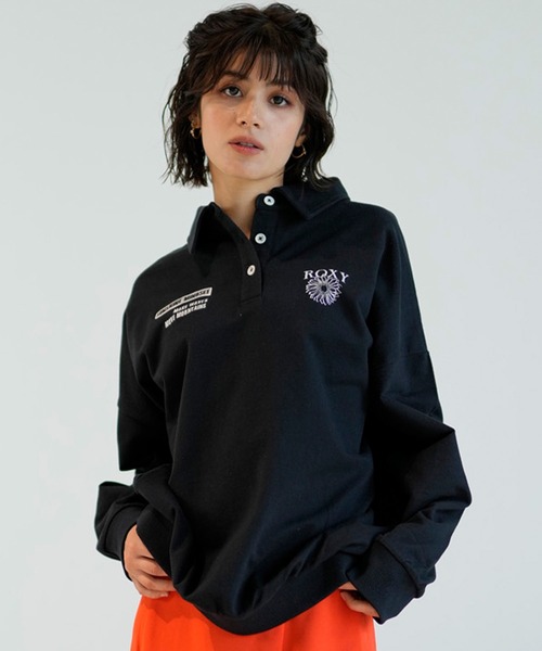 ROXY(ロキシー)の「ROXY/ロキシー 長袖ポロシャツ オーバーサイズ RPO241033M(ポロシャツ・レディース・オフホワイト/ブラック/グリーン・L/M)」の18枚目の写真