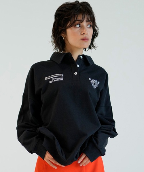 ROXY(ロキシー)の「ROXY/ロキシー 長袖ポロシャツ オーバーサイズ RPO241033M(ポロシャツ・レディース・オフホワイト/ブラック/グリーン・L/M)」の19枚目の写真