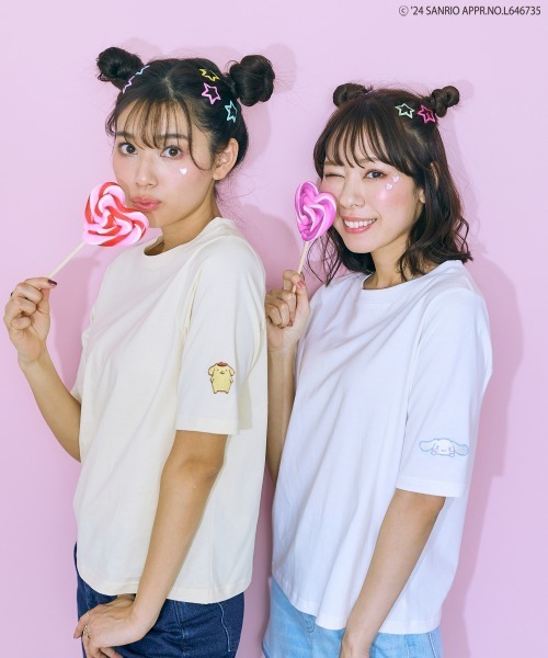 marun（マルン）の「＜大きいサイズ＞ サンリオキャラクター刺繍トップス marun（Tシャツ/カットソー・レディース・イエロー系/ブラック系/ホワイト系・L/LL/3L/4L/5L）」の16枚目の写真