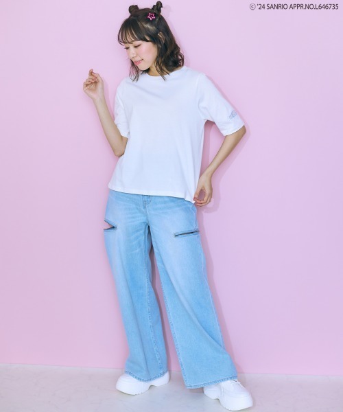 marun（マルン）の「＜大きいサイズ＞ サンリオキャラクター刺繍トップス marun（Tシャツ/カットソー・レディース・イエロー系/ブラック系/ホワイト系・L/LL/3L/4L/5L）」の4枚目の写真