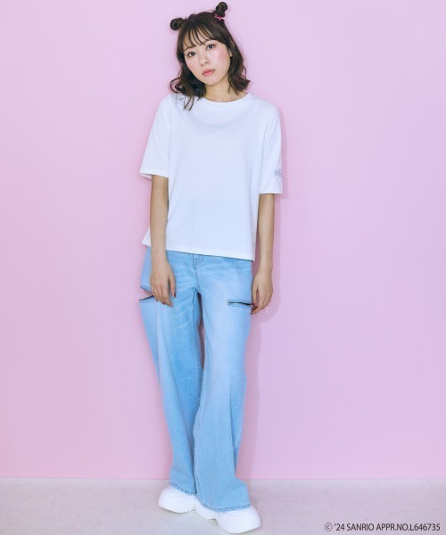 marun（マルン）の「＜大きいサイズ＞ サンリオキャラクター刺繍トップス marun（Tシャツ/カットソー・レディース・イエロー系/ブラック系/ホワイト系・L/LL/3L/4L/5L）」の13枚目の写真