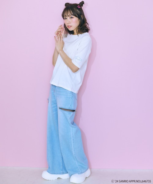 marun（マルン）の「＜大きいサイズ＞ サンリオキャラクター刺繍トップス marun（Tシャツ/カットソー・レディース・イエロー系/ブラック系/ホワイト系・L/LL/3L/4L/5L）」の21枚目の写真