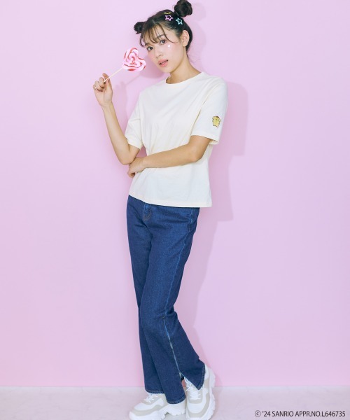 marun（マルン）の「＜大きいサイズ＞ サンリオキャラクター刺繍トップス marun（Tシャツ/カットソー・レディース・イエロー系/ブラック系/ホワイト系・L/LL/3L/4L/5L）」の5枚目の写真