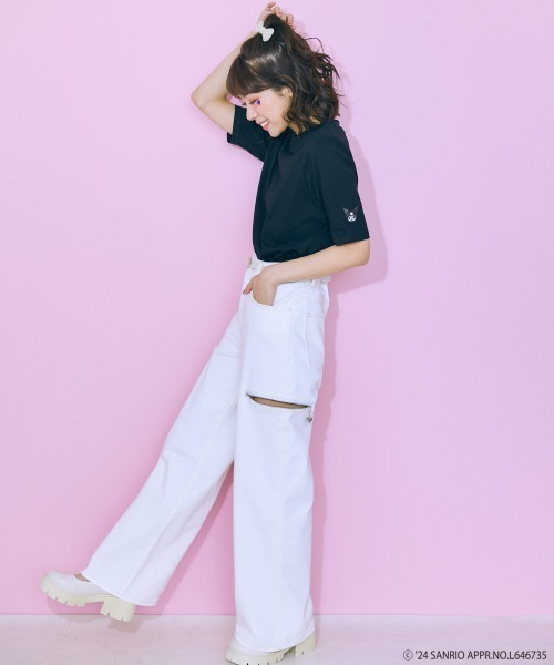 marun（マルン）の「＜大きいサイズ＞ サンリオキャラクター刺繍トップス marun（Tシャツ/カットソー・レディース・イエロー系/ブラック系/ホワイト系・L/LL/3L/4L/5L）」の12枚目の写真