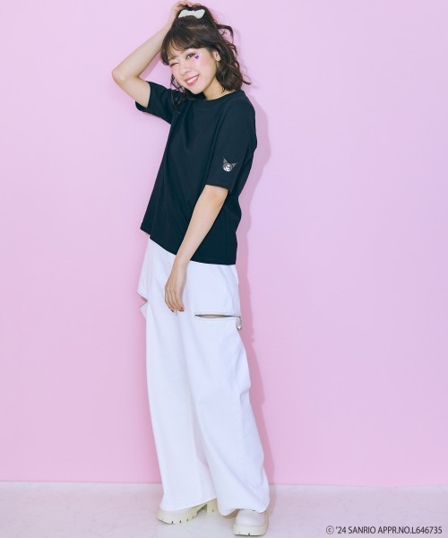 marun（マルン）の「＜大きいサイズ＞ サンリオキャラクター刺繍トップス marun（Tシャツ/カットソー・レディース・イエロー系/ブラック系/ホワイト系・L/LL/3L/4L/5L）」の6枚目の写真