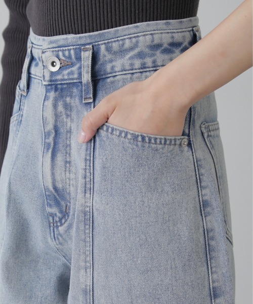 FREE'S MART（フリーズマート）の「【3サイズ展開XS-M】パネルエッグワイドデニムパンツ【低身長サイズ有】（デニムパンツ・レディース・ワンウォッシュ/ケミカルウォッシュ/ブラック系その他・MEDIUM/X-SMALL/SMALL）」の9枚目の写真