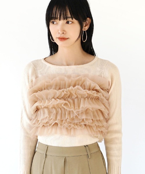 e-zakkamania stores（イーザッカマニアストアーズ）の「【贅沢チュールで華やかに仕上げる。】 ボリュームフラッフィー ビスチェ（ベスト・レディース・ベージュ/ブラック/グレー/レッド・M）」の12枚目の写真