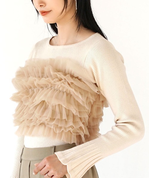e-zakkamania stores（イーザッカマニアストアーズ）の「【贅沢チュールで華やかに仕上げる。】 ボリュームフラッフィー ビスチェ（ベスト・レディース・ベージュ/ブラック/グレー/レッド・M）」の16枚目の写真