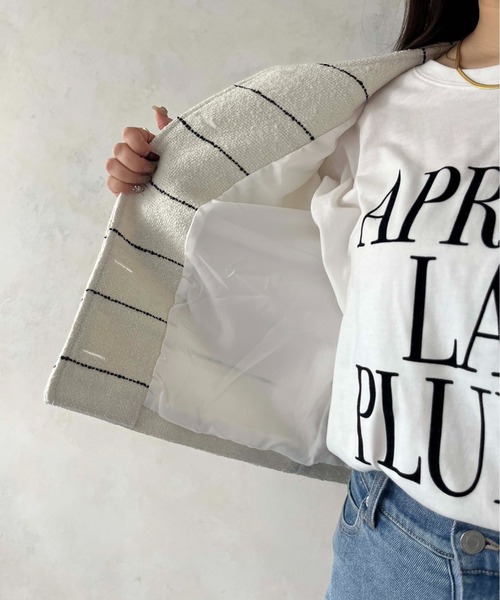 prose verse(プロズヴェール)の「ボーダーツイードジャケット(ノーカラージャケット・レディース・オフホワイト・LARGE/MEDIUM)」の19枚目の写真