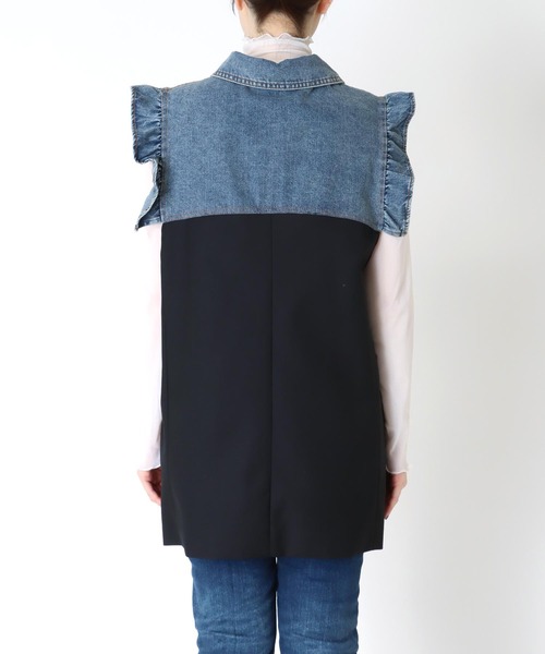 miu miu フリル付きデニムベスト